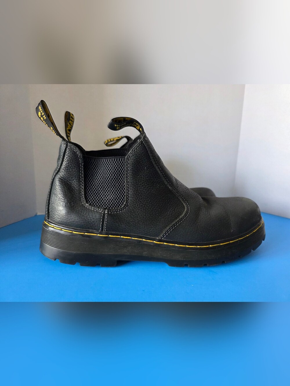 Dr. Martens Boots Men's 13  Hardie Black Leather Chelsea Slip Resistant Work